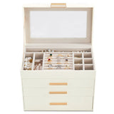 Deluxe 2-Drawer Velvet Jewelry Box with Clear Top View for Necklaces