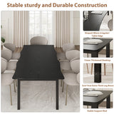 Rectangular Dining Table for 6-8 15mm Thick Metal Frame Wave Edge Dinner Tables