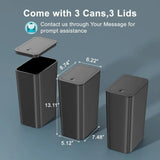 3 Pack 10 Liter Small Trash Can with Lid, 2.6 Gallon, Slim Trash Bin Waste Basket for Bathroom, Kitchen