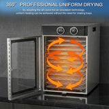 Stainless Steel Food Dehydrator 1200W 12 Trays Digital Temp Control Timer