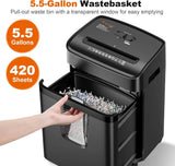 12-Sheet Cross Cut Shredder for Home Office, 5.5 Gal Pullout Bin