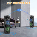 4000W Portable Bluetooth Speaker Dual 6.5" Woofer Sound System Party DJ