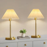 Set of 2: Dimmable Nightstand Bedside Lamps with USB A and C Ports