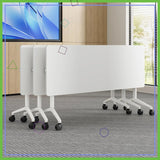 Foldable Mobile Conference Table with Wheels, Flip Top Design