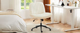 JHK Armless Cross Office Chairs with Wheels PU Leather Swivel Living Room Desk Chair Height Adjustable