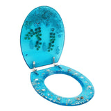 Resin Toilet Seat Load Capacity 100kg/220lbs, 36*45cm Blue Toilet Seat w/ Cover