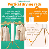 Heavy Duty Wooden Tripod Clothes Drying Rack 16 Rods 360° Airflow