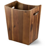 2 Gallons Rectangular Wastebaskets Acacia Wood Waste Basket with Handles