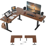 63 x 55 L-Shaped Adjustable Height Desk, Electric Sit-Stand Computer Desk with Splice Board,