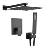 Shower Faucet Set, Rainfall Bathroom Shower System with 12-Inch Square Rain Shower Head and Handheld Spray, Wall Mounted Bath Fixtures with Brass