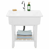 Freestanding Utility Sink W/ Washboard & Faucet Minimalist Dishwashing Sink Detachable