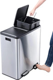 Extra Large 70L Dual Trash & Recycling Bin with Soft-Step Pedal, Removable Bins
