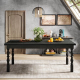 Tribesigns 62” Wood Patio Table for 4-6 People, Farmhouse Large Indoor/Outdoor Dining Picnic Table