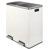 Brushed Stainless Steel 60L/16Gallon Rectangular Hands-Free Dual Compartment Recycling Kitchen Step Trash Can w/ Soft-Close Lid