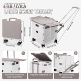 55L Foldable Utility Cart Folding Shopping Cart with Magnetic Lid Telescopic Handle Wear-Resistant 360°Wheel