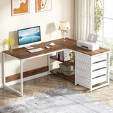 Tribesigns L Shaped Computer Desk with Storage Drawers, 59 inch Corner Desk