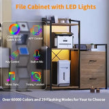 Tall Printer Stand with Storage Shelf and Bag,Filing cabinet,Lateral Office Filing Cabinets with Power Outlets & USB Charging Po