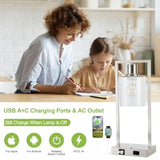 16" Desk Lamps for Home Office, Bedside Lamps with USB C+A Ports and Outlet