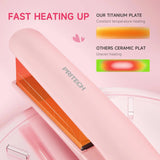 Pink Flat Iron Hair Straightener 1 Inch - Fast Heating with Negative Ions, 12 Temp Settings, Auto