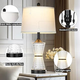 Modern Table Lamps for Living Room 26"with 2 Textured LED Night Light
