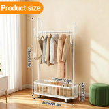 Clothes Rail Movable Clothes Hanging Coat Rack with Storage Basket
