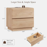 Nightstand Set of 2 with Charging Station, 23.6" Bedside Table with 2 Drawers