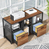 Tribesigns 2 Drawer Wood File Cabinets, Mobile Lateral Filing Cabinet for Letter A4 Size, Printer Stand with Shelves and Drawer