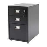 3 -Tiers  Vertical File Cabinet Metal Mobile File Cabinet with Lock