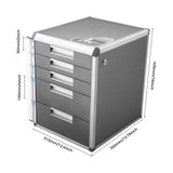 5 Layers Drawer Organizer, Lockable File Holder, Desk Apothecary Cabinet, Aluminum Alloy Storage Box, for Home Office Supplies