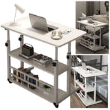 Height Adjustable Computer Desk with Rolling Wheels Swivel Wheel Home Desk
