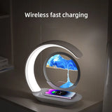 15W Wireless Charger with Quicksand Painting Night Lamp for iphone 16 Pro