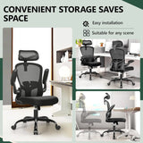 Ergonomic Office Chair with Headrest, Adjustable Lumbar Support, Swivel Wheels & Flip-up Armrests