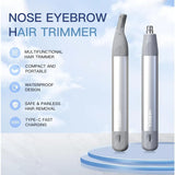 Nose Hair Trimmer for Men Women 2in1 Facial Hair Removal Trimmer Metal Body Rechargeable Waterproof Portable Nose Ear