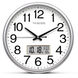TIMESS 13-inch wood grain wall clock, perpetual calendar, silent timekeeping