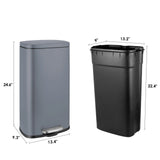 Homfa 30L Stainless Steel Step Trash Can Kitchen Garbage Can W/ Soft Close, Black,White, Silver, Gray, Red