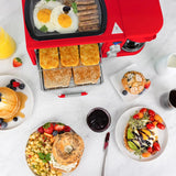 3-in-1 Retro Breakfast Station - Includes 5 Cup Coffee Maker, Non-Stick Ceramic Griddle