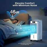 Portable air conditioner for indoor use, plastic housing, white, 3-in-1 swamp cooler with evaporative cooling, 3 speeds and 3 m