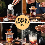Smoker Kit - Cocktail Smoker Kit With Torch, 2 Whiskey Glasses, 2 Ice Ball Makers