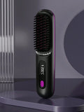 Women's Wireless Portable Hair Straightener, USB Rechargeable Negative Ion Hot Air Straightening Brush, Effectively Smooths Frizz, Makes Hair Shiny And Soft, Anti-Scald Design, 3 Temperature Settings,