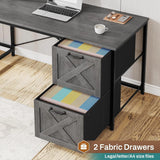 L Shaped Gaming Desk, Reversible Computer Desk with Fabric Drawers