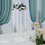 10Pcs Acrylic Vase Wedding Flower Stands Set, 23.6"H Clear Column Rack Geometric Display Stand