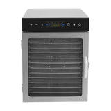 Commercial 650W 12-Tray Food Dehydrator w/ Touchscreen & LED - Stainless Steel