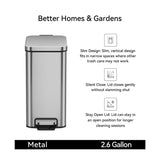 2.6 Gallon Small Stainless Steel Step Trash Can for Bedroom and Office Use, Silver Soft-Close