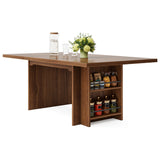 Tribesigns Dining Table for 6 to 8, 63-Inch Rectangular Wooden Kitchen Table with Storage