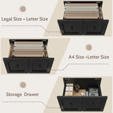 Lateral File Cabinet for Home Office 43 Wood with Power Outlet 2 Drawers 2 Open Shelves