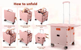 55L Foldable Utility Cart Folding Shopping Cart with Magnetic Lid Telescopic Handle Wear-Resistant 360°Wheel