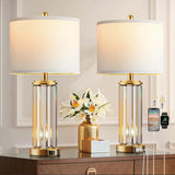Table Lamps for Bedroom Set of 2 W/ Nightlight, 2 USB A+C Charging Port