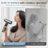 Cordless Rechargeable Hair Dryer for Travel, Camping, RV 15000mAh Battery, USB Portable, 3 Adjustable
