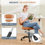 JHK Armless Office Desk Chair Back Lumbar Support Height Adjustable PU Leather Computer Chair