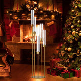 2PCS Gold Floor Candelabra 5 Arm Floor Candle Holder w/ Acrylic Lampshade